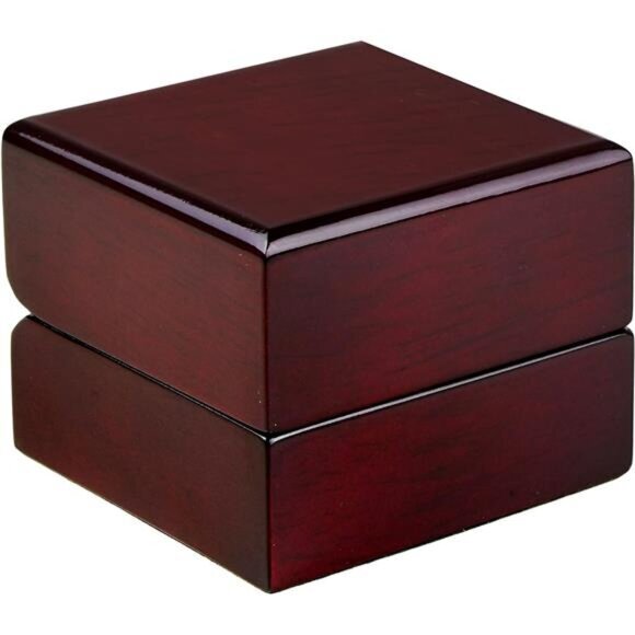 Luxury Mahogany Ring Box with LED Light, Elegant Square‎ Diamond Case, - Picture 2 of 7